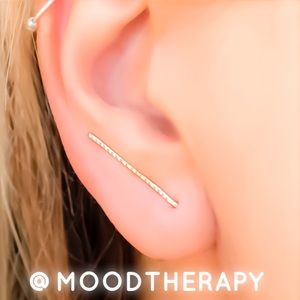 Etched Ear Crawler Earrings Textured Ear Climbers Ear Pins Ear Sweeps Ear Cuffs